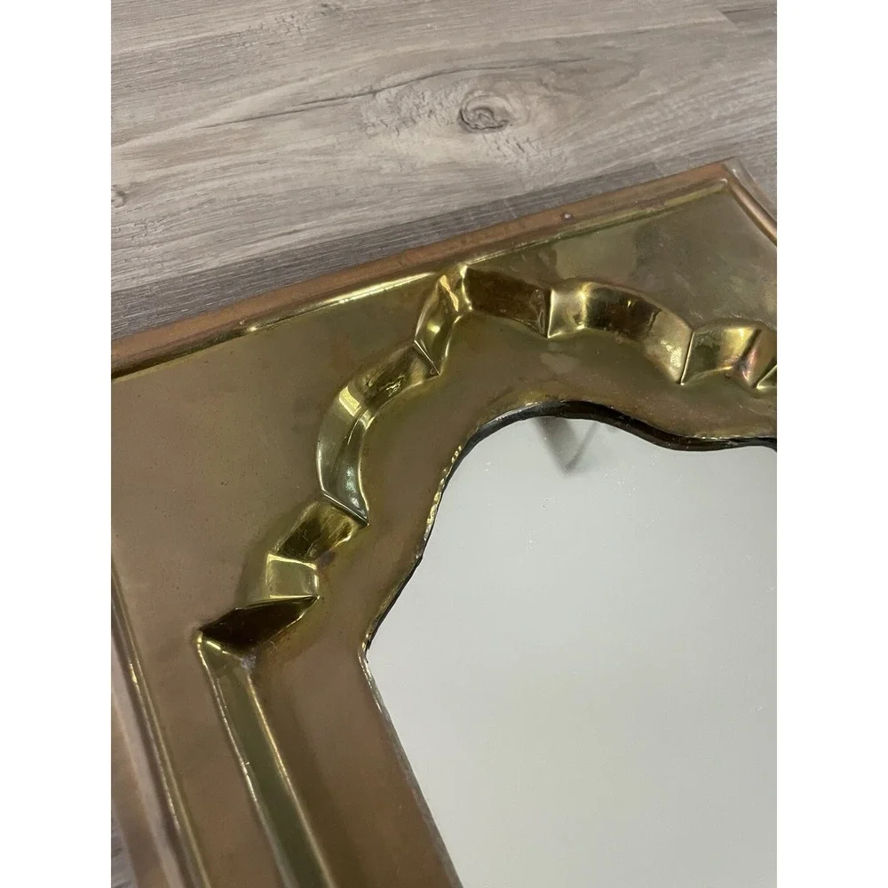 Vintage Rustic Brass Framed Wall Mounted Mirror 17